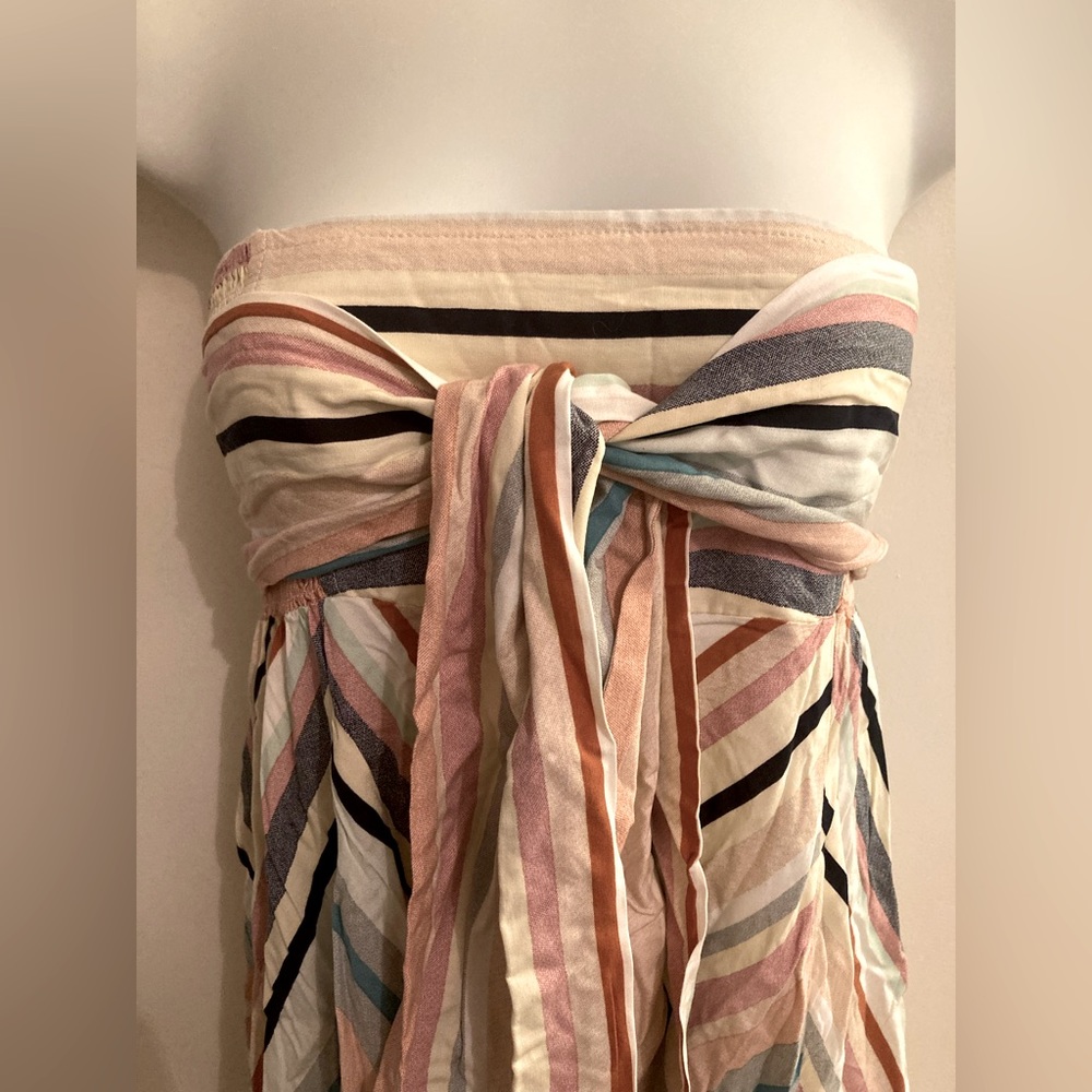 Umgee Striped Handkerchief-Hem Strapless Dress - Picture 3 of 6